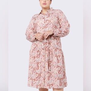 NWOT Dex Pink Bishop Sleeve A-Line Dress 3X